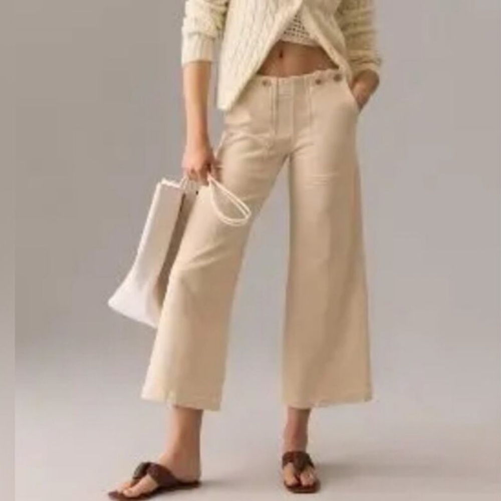 The Kit High-Rise Wide-Leg Utility CROPPED Trousers by Pilcro